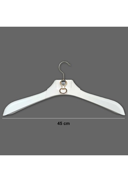 Beyaz Plastik Askı, Metal Aksesuarlı, 45 Cm, Şık ve Dayanıklı 10 Adet Set fiyatları