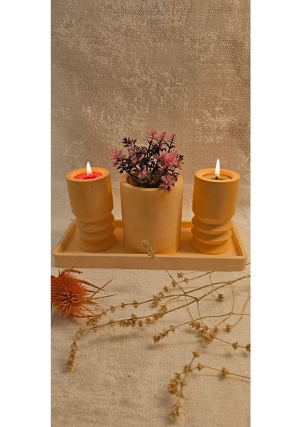 Yavru Ağzı Beton Dekoratif Seti, Mumluk, Vazo ve Sunum Tabağı fiyatları