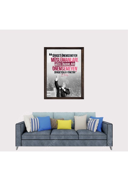 Necmettin Erbakan Sözü Çerçeveli Duvar Tablosu 30X45 cm fiyatları