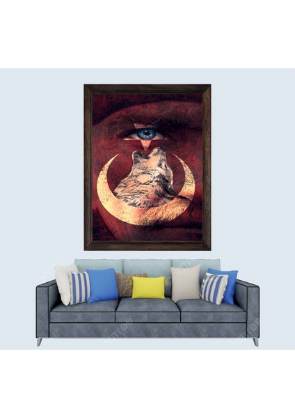 Mustafa Kemal Atatürk, Bozkurt Çerçeveli Duvar Tablosu 30X45 cm