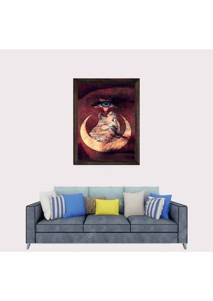Mustafa Kemal Atatürk, Bozkurt Çerçeveli Duvar Tablosu 30X45 cm fiyatları