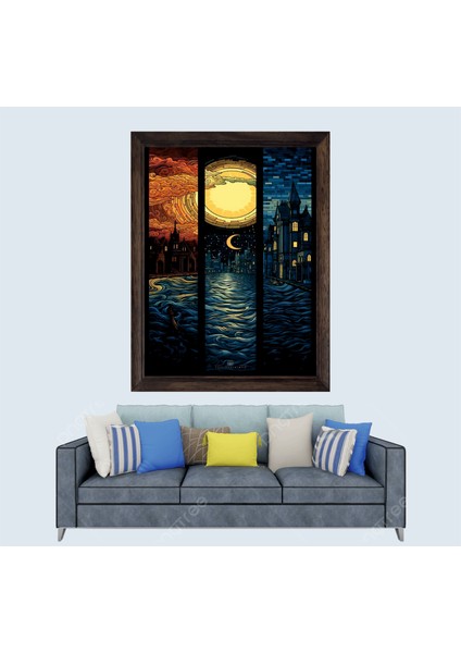 Soyutsal Yağlı Boya Çerçeveli Duvar Tablosu 30X45 cm