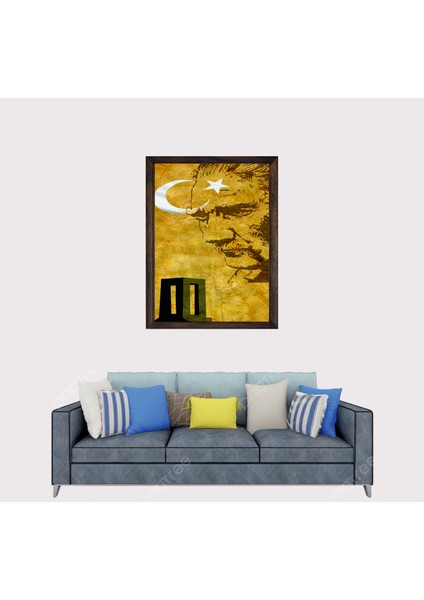 Atatürk, Anıtkabir, Ayyıldızlı Bayrak Çerçeveli Duvar Tablosu 30X45 cm fiyatları