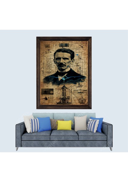 Nicola Tesla Çerçeveli Duvar Tablosu 30X45 cm