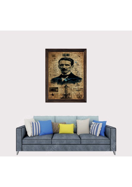 Nicola Tesla Çerçeveli Duvar Tablosu 30X45 cm fiyatları