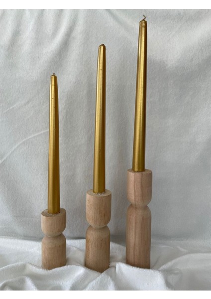 Ekru Ahşap 3'lü Mumluk Seti, Şık ve Doğal Dekoratif Aksesuar. fiyatları