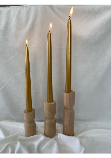 Ekru Ahşap 3'lü Mumluk Seti, Şık ve Doğal Dekoratif Aksesuar. modelleri