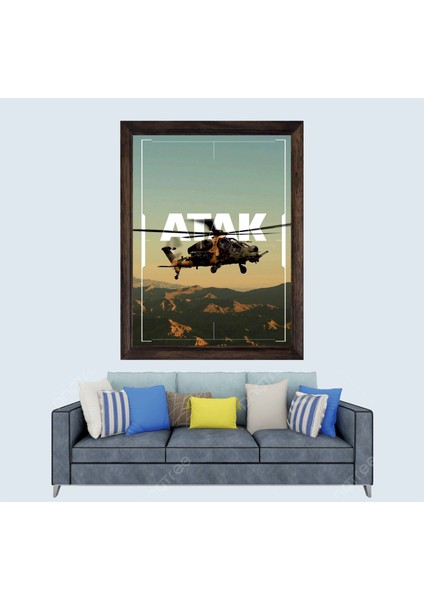 Taarruz Saldırı ve Keşif Uçağımız Atak Çerçeveli Duvar Tablosu 30X45 cm