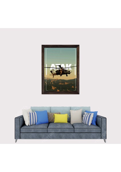 Taarruz Saldırı ve Keşif Uçağımız Atak Çerçeveli Duvar Tablosu 30X45 cm fiyatları