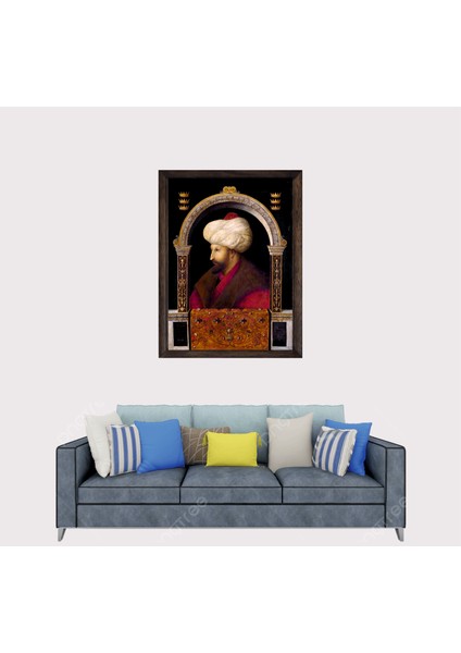 Osmanlı Padişahı Fatih Sultan Mehmet Han Portresi Çerçeveli Duvar Tablosu 30X45 cm fiyatları