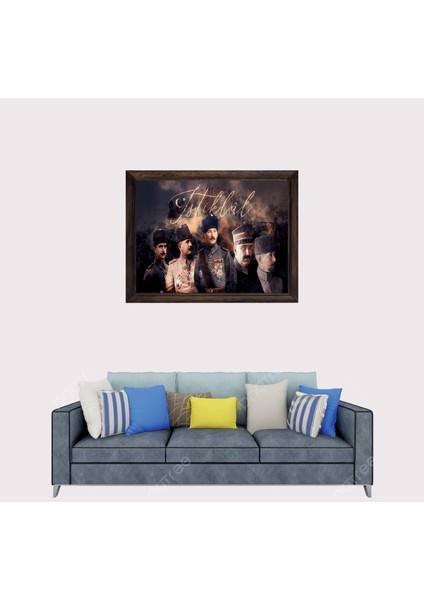 Atatürk, 3'lü Paşalar Tasarımı Çerçeveli Duvar Tablosu 30X45 cm fiyatları