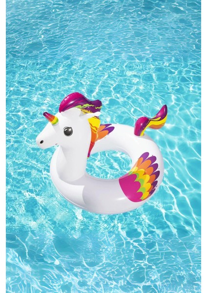 Yetişkinler Için Renkli Dev Boy Unicorn At Simit Şişme Havuz Simidi 119 cm fiyatları