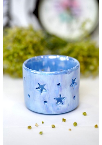 Yıldız Temalı Yaldızlı Seramik Tealight Mumluk, Şık ve Parlak Dekoratif Aksesuar fiyatları