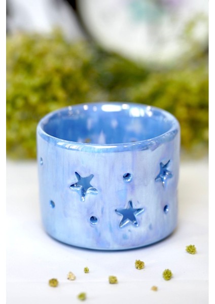 Yıldız Temalı Yaldızlı Seramik Tealight Mumluk, Şık ve Parlak Dekoratif Aksesuar modelleri