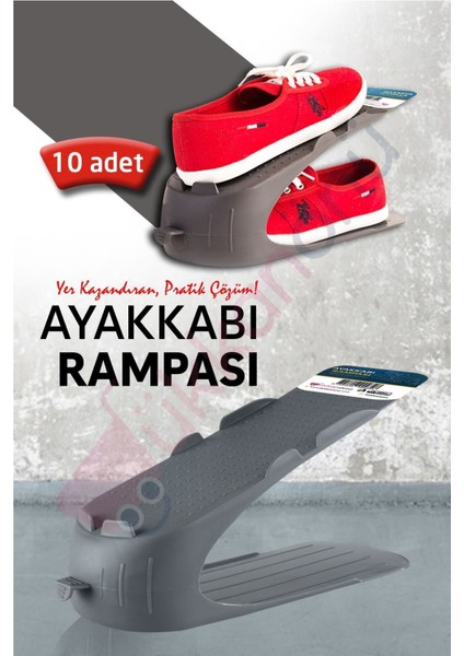 10'lu Antrasit Ayakkabı Rampası ve Organizer Seti, Pratik ve Şık Düzenleme