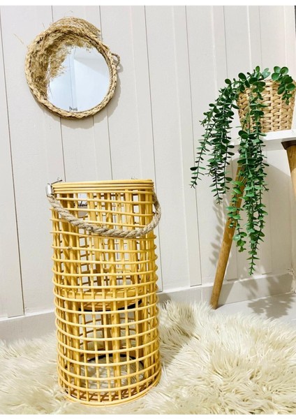 Bambu Fener Mumluk Dekor, Şık ve Doğal Aydınlatma Aksesuarı