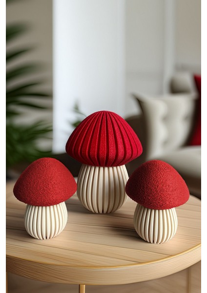 Renkli Dekoratif Işıklı Mantar Biblo Seti, 3'lü Mumluk Süs, LED Tealight fiyatları