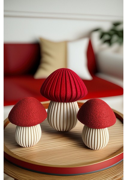 Renkli Dekoratif Işıklı Mantar Biblo Seti, 3'lü Mumluk Süs, LED Tealight fırsatları