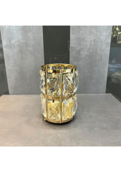 Kristal Taşlı Büyük Boy Mumluk, Şık ve Zarif Dekorasyon Parçası