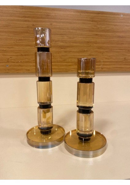 Şamdan Seti, Kristal Ince Uzun Model, Siyah ve Kahverengi, Şık Dekoratif Aksesuar indirimleri