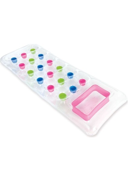 Renkli Şeffaf Şişme Deniz Yatağı ve Bardaklı Keyifli Yaz Keyfi