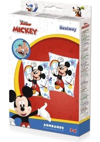 Renkli Mickey Mouse Deniz Kolluğu 23X15 Cm, Çocuklar Için Eğlenceli ve Güvenli Yüzme Aksesuarı