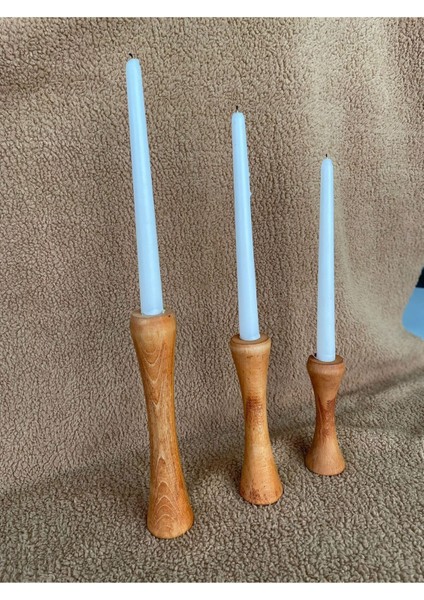 Doğal Ahşap 3'lü Mumluk Takımı, Rustik Şamdan Dekorasyon fiyatları