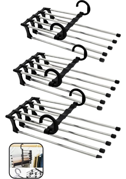 3'lü Hareketli Dolap Içi Askı Seti, Pantolon, Kravat ve Şal Düzenleyici