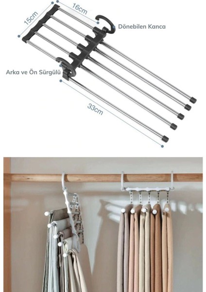 3'lü Hareketli Dolap Içi Askı Seti, Pantolon, Kravat ve Şal Düzenleyici indirimleri