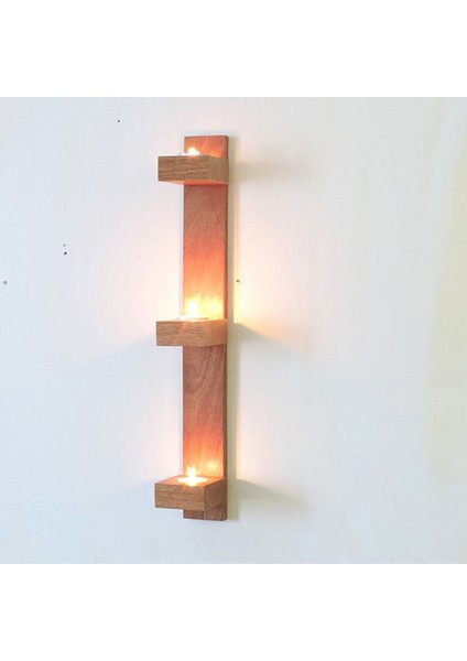 Kestane Renkli Uzun Ahşap Mumluk, Şık ve Doğal Dekorasyon Ürünü