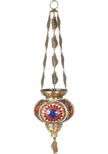 El Yapımı Renkli Mozaik Mumluk Avize, 60CM, Otantik ve Şık Dekorasyon. fırsatları