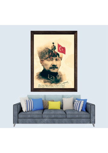 Mustafa Kemal Atatürk Çerçeveli Duvar Tablosu 20X30 cm