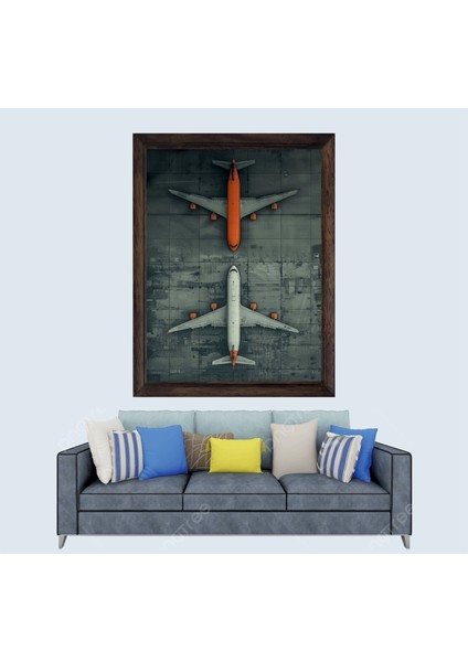 Airbus, Boeing Uçak Çerçeveli Duvar Tablosu 20X30 cm