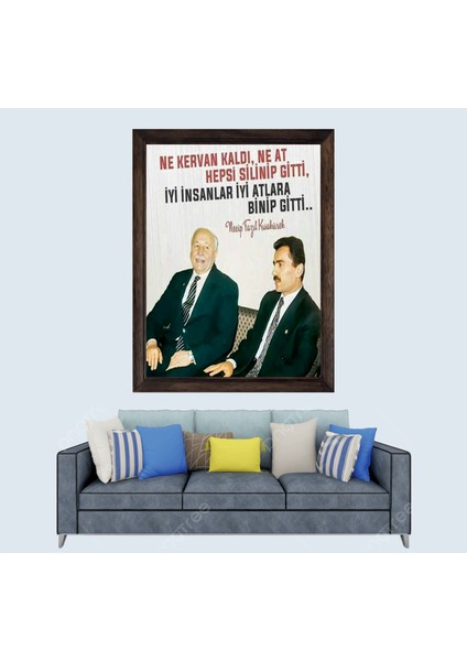 Necmettin Erbakan ve Muhsin Yazıcıoğlu Sözleri Çerçeveli Duvar Tablosu 30X45 cm