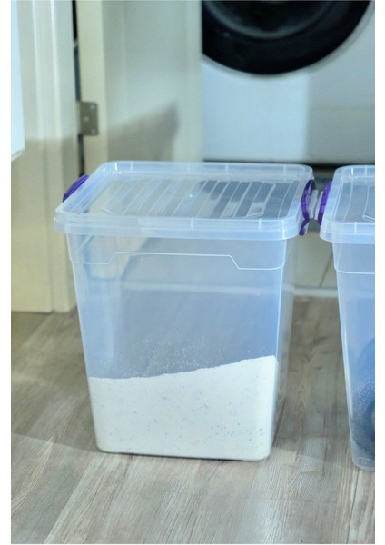 15L Şeffaf Plastik Dikey Kilitli Kapaklı Saklama Kabı, Derin ve Düzenli Depolama