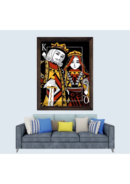 Pişti Karo Papaz Çerçeveli Duvar Tablosu 30X45 cm