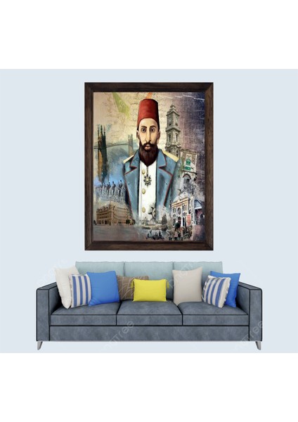 Osmanlı Padişahı 2. Abdülhamit Han Çerçeveli Duvar Tablosu 30X45 cm