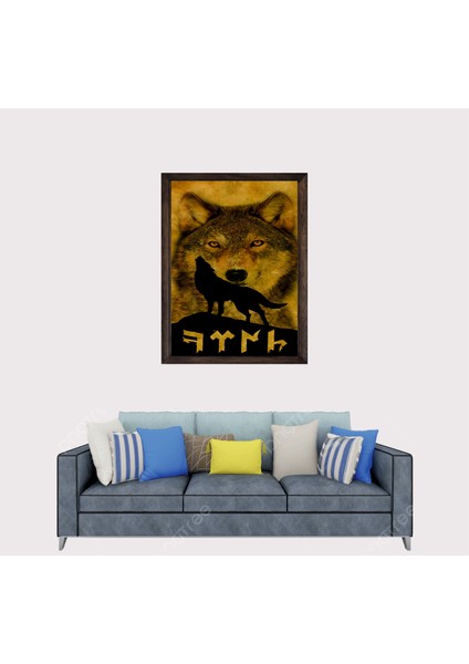 Türkçü Bozkurt Çerçeveli Duvar Tablosu 30X45 cm fiyatları