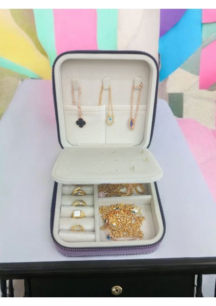 Mor Orta Boy Takı Saklama Kutusu, Seyahat ve Ev İçin Şık ve Pratik Organizer fiyatları