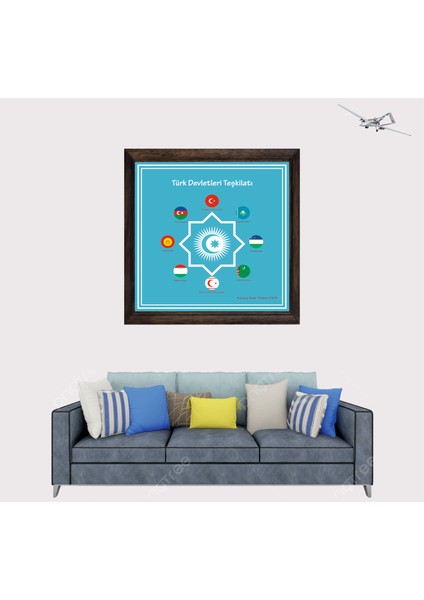Türk Devletleri Teşkilatı, Özel Tasarım Çerçeveli Duvar Tablosu 20X30 cm fiyatları