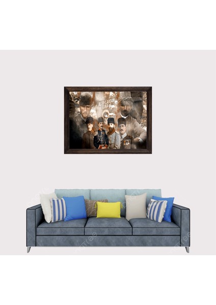Atatürk, 3'lü Paşalar Tasarımı Çerçeveli Duvar Tablosu 20X30 cm fiyatları