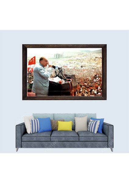 Başbuğ Alparslan Türkeş, Ülkücü Lider, Mhp, Çerçeveli Duvar Tablosu 30X45 cm
