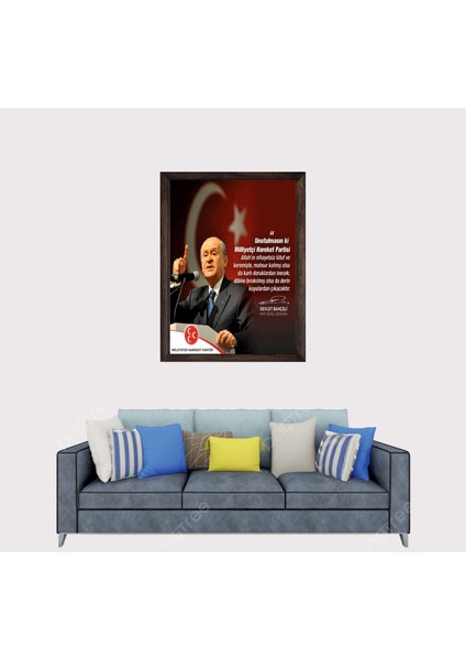 Ülkücü Lider, Mhp Başkanı Devlet Bahçeli Sözü Çerçeveli Duvar Tablosu 30X45 cm