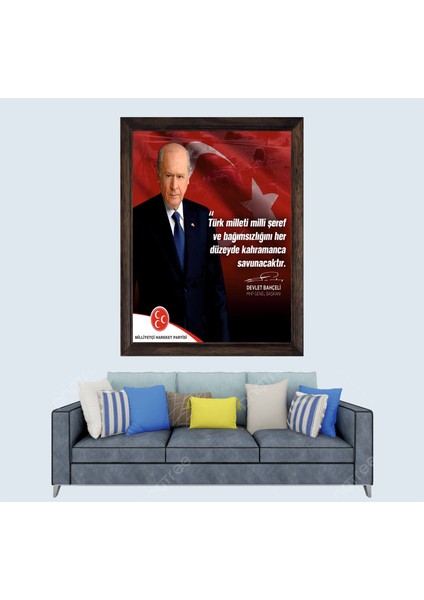 Ülkücü Lider, Mhp Başkanı Devlet Bahçeli Sözü Çerçeveli Duvar Tablosu 20X30 cm