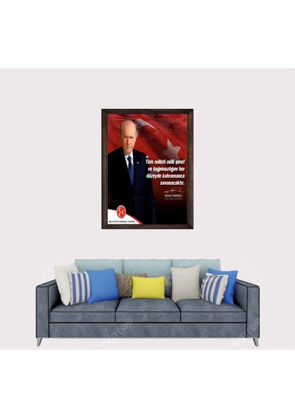 Ülkücü Lider, Mhp Başkanı Devlet Bahçeli Sözü Çerçeveli Duvar Tablosu 20X30 cm