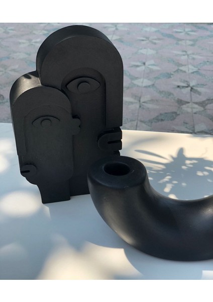 Şık Siyah Soyut Yüz ve Mumluk Seti, Modern Ev Dekoru Için Ideal Seçim modelleri