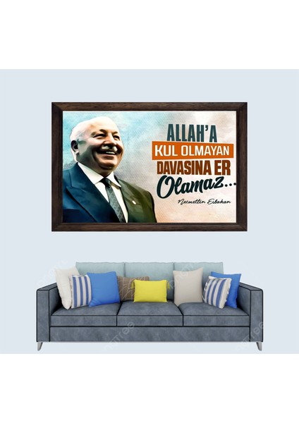 Necmettin Erbakan Hocamız Sözleri Çerçeveli Duvar Tablosu 20X30 cm