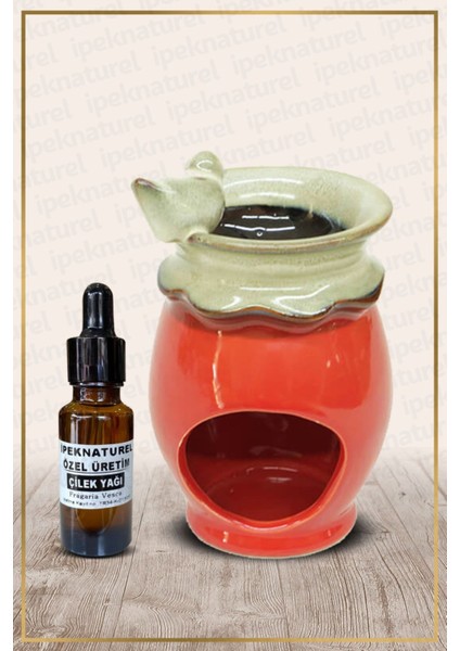 Kuş Temalı Seramik Buhurdanlık ve Çilek Yağı Seti, Şık ve Doğal Aromalı Ürünler