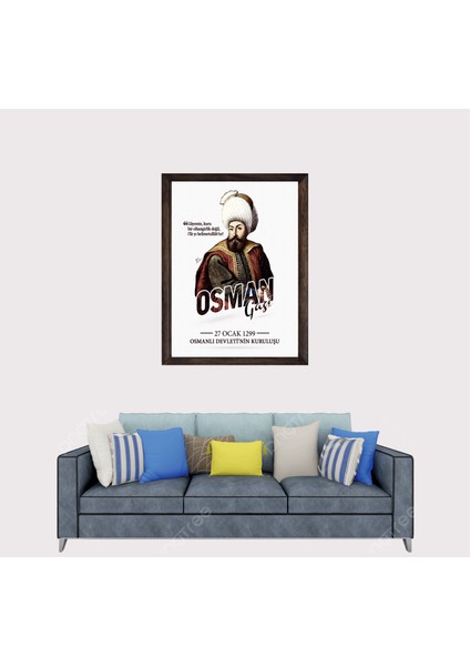 Osmanlı Padişahı Osman Gazi Çerçeveli Duvar Tablosu 20X30 cm fiyatları