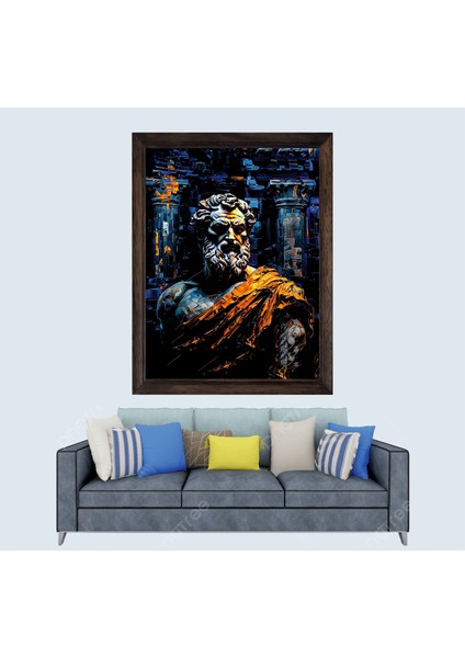 Yunan Filozofu Sokrates Çerçeveli Duvar Tablosu 30X45 cm